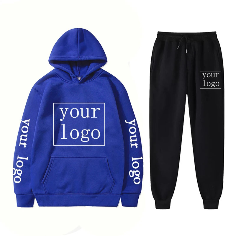 Customized casual sportswear mens set hooded pants 2piece personalized unisex clothing 240925