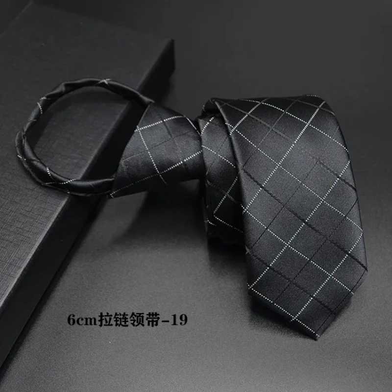 Mens Zipper Tie Lazy Tie Fashion 6cm Mens Business Collar Slim Narrow Party Wedding Collar Corbatas para hbre Y240925
