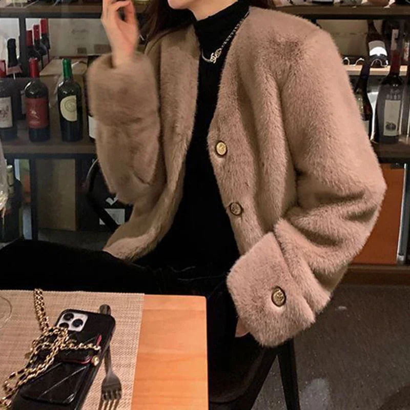Mink fur coat for women 2024 autumn and winter ecofriendly short style jacket veste femme 240921