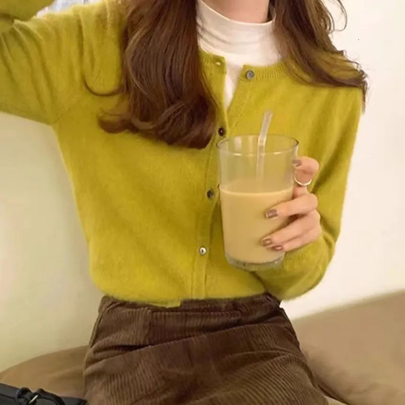 Designer Women s Sweater Autumn/Winter O-neck Knitted Cashmere Cardigan Solid Color Long Sleeve Single breasted Sweater for Women