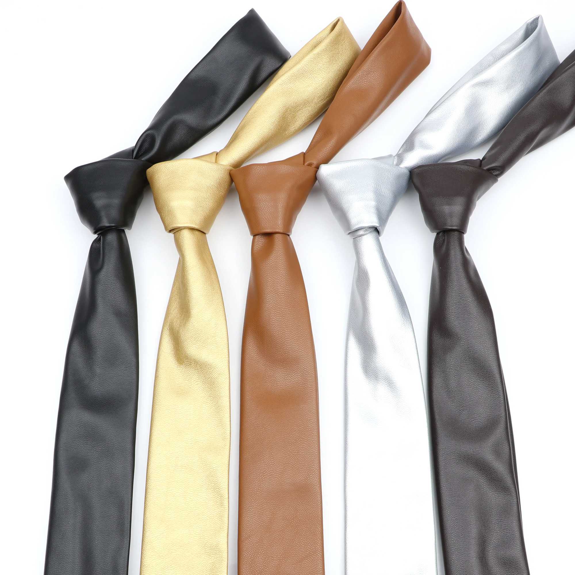 New PU Leather Tie for Mens Casual PU Collar Fashion Solid Mens 5CM Wide Collar Used for Wedding Business Set Tight Tie Y240925