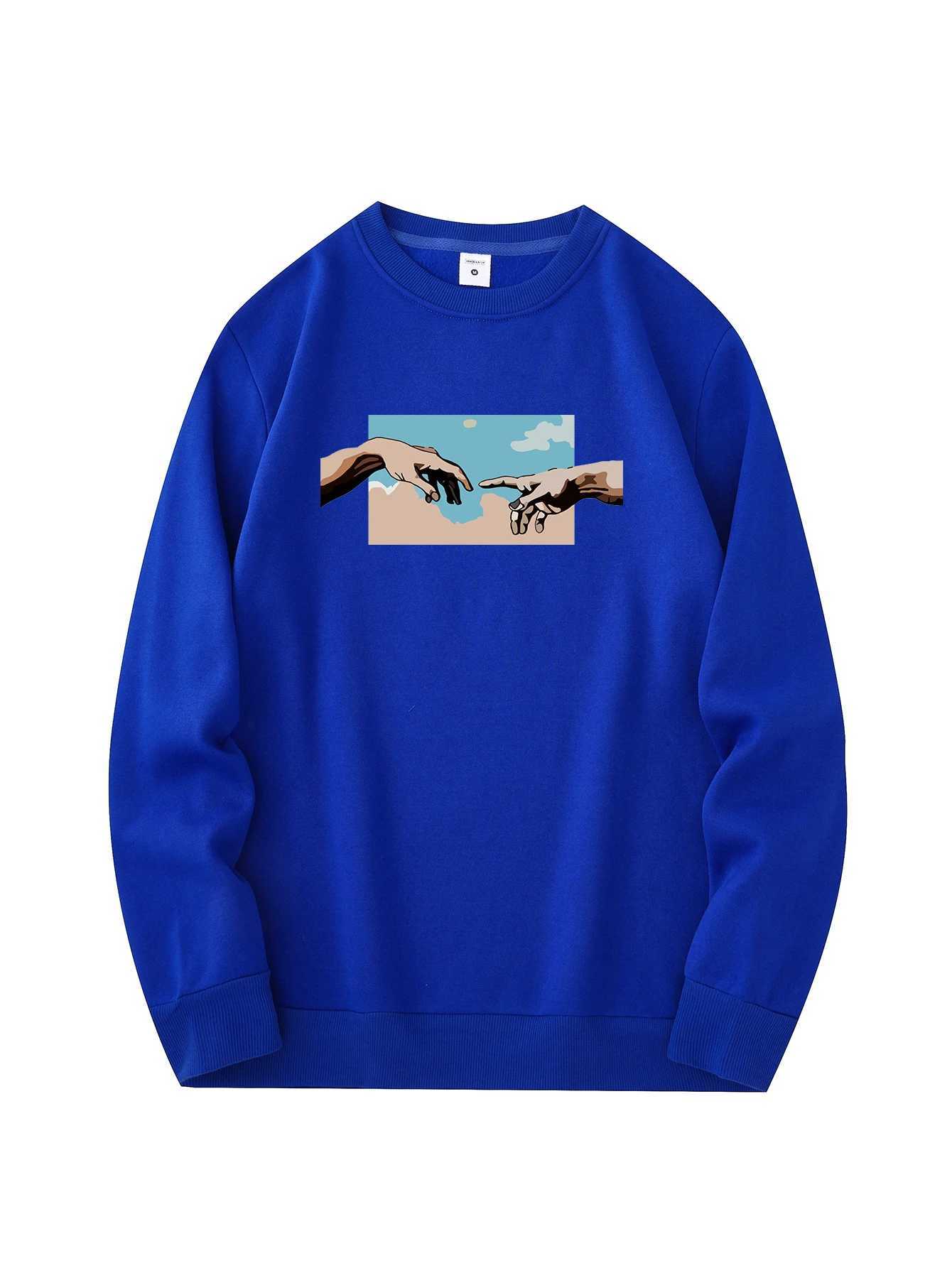 Mens new fashionable round neck sweater casual and daily comfortable round neck sweatshirt pattern printing mens jacketX240925