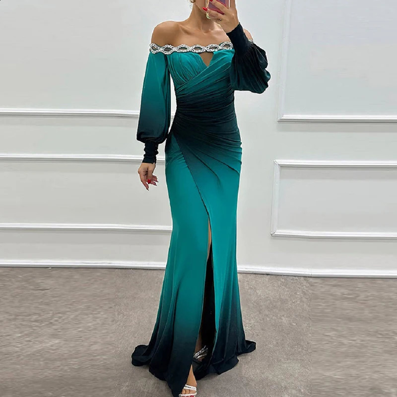 Bodycon Prom Dress: Chic Tie-Dyed Asymmetric Evening Dress with Elegant Beading, One-Shoulder Party Gown C260312