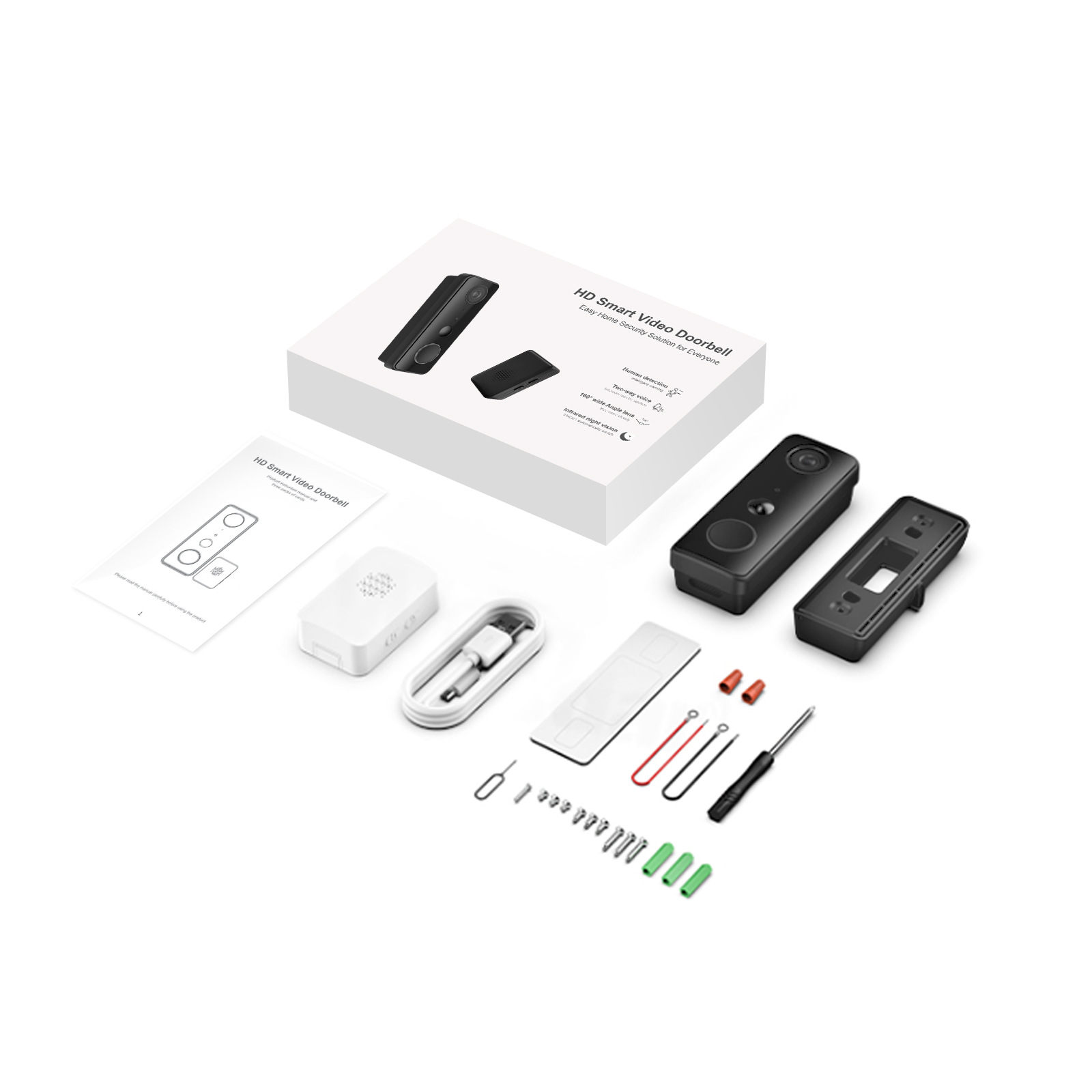 WiFi video doorbell smart voice intercom low-power high-definition wireless remote doorbell set
