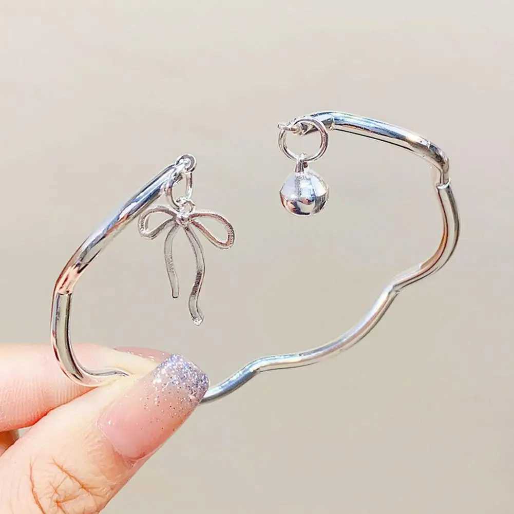 Silver Bow Knot Bell Bracelet Adjustable Open Bracelet Gift Jewelry Temperament Exquisite Romantic Simple B1U0X240925