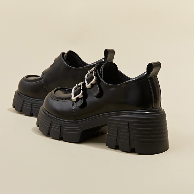 Retro Platform Small Leather Shoes Women's 2024 New Belt Buckle Heightened Casual Shoes Free shipping