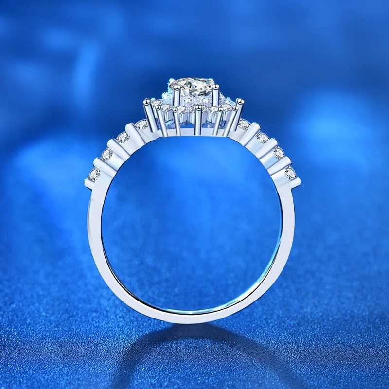 Round 0.5 carat silica ring for women 925 pure silver flower cute and romantic wedding band W240925