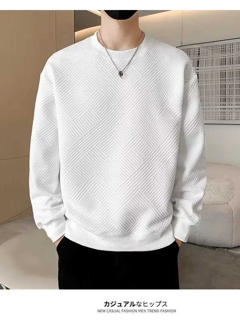 New Loose-fit Mens Trendy Pullover Sweatshirt Casual Solid Color Round Neck Sweatshirt Trendy Autumn Hoodies SweatshirtsX240925