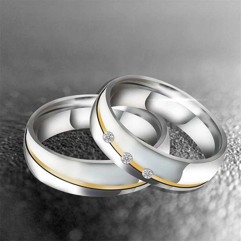 Fashionable luxury engagement and wedding rings miniature inlaid zircon couple rings anniversary jewelry gifts mens and womens rings W240925