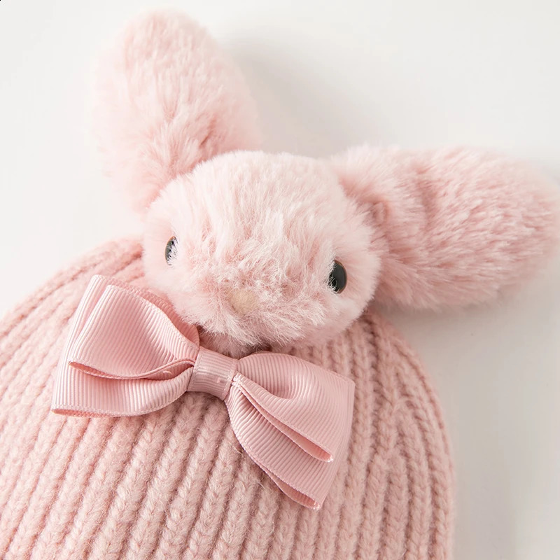Dave Bella Baby Hat Cute Pink Winter Warm Knitted Childrens Solid Elastic 240925