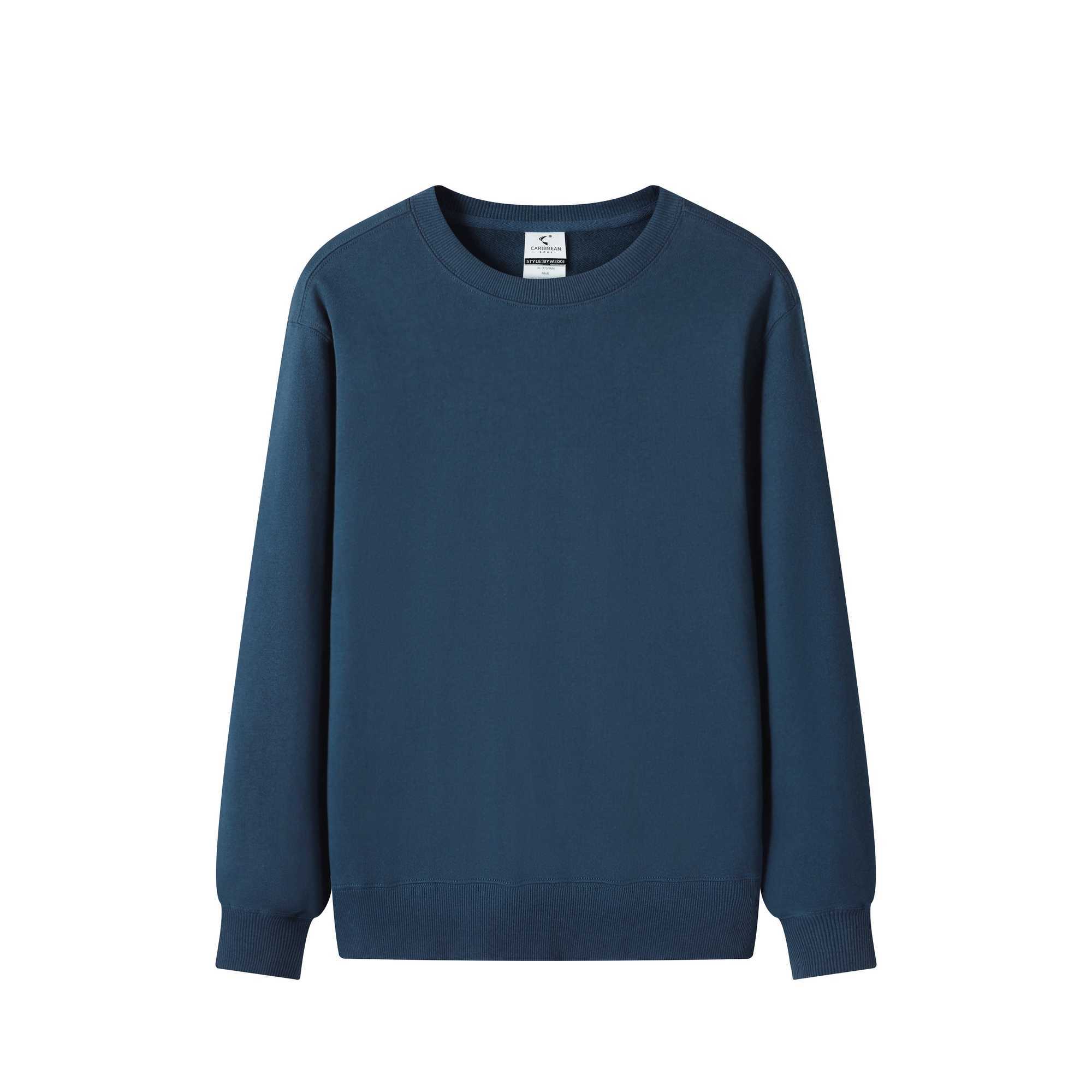 Pure Cotton Plush Thickened Sweatshirt Thin Plush Heavyweight Solid Round Neck Sweater Autumn Winter Warm SweaterX240925