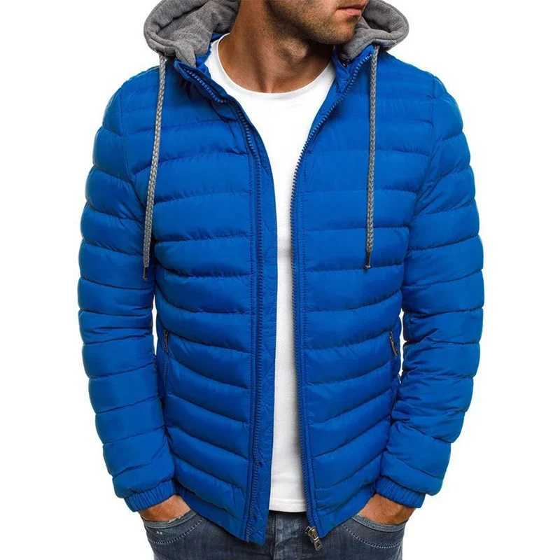 Winter Fashion Solid Color Mens Hoodie Brushed Thick Jacket Large Size Loose Parka Leisure Street Mens Down Jacket Y240925