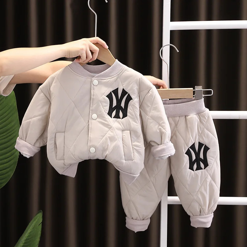 Childrens ner y Clothing Winter Fashion Thick Boys Cotton CoatPants Set Christmas 240925