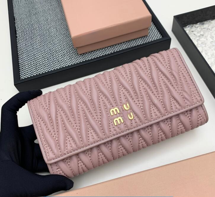 Woman Wallets Card Holder Designer Purses Black Pink New Ladies Fashion Pleated Wallet Coin Purse Zipper HandBag