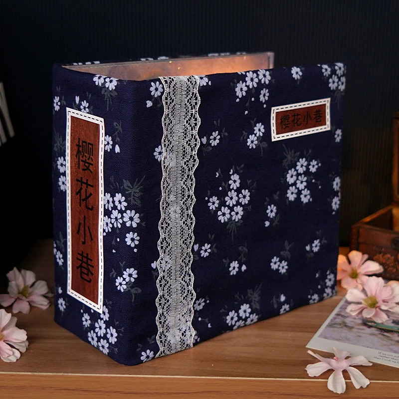 Japanese Retro DIY Wooden Book Nook Shelf Insert Miniature Building Kits Sakura Alley Home Bookend Decor Adult Handmade Gifts 240913