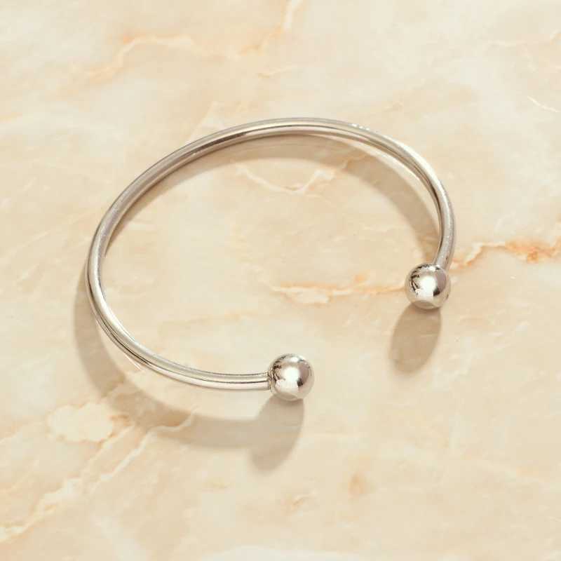SOMMAR Fashion Gold/stainless_steel color charms bangle for female C-shaped open steel ball Wedding Bracelet WholesaleX240925