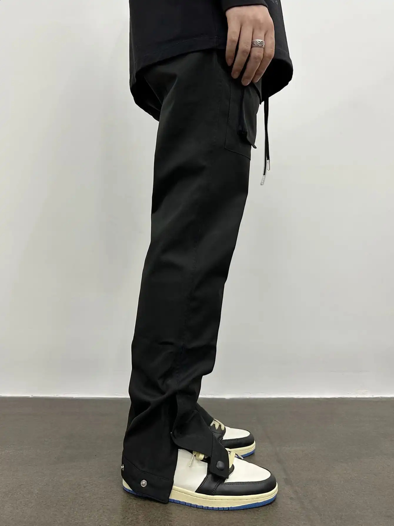 Trendy Drawstring Cargo Pants Mens Multi Flap Pocket Trousers Casual Outdoor Pants Mens Work Pants Outdoors Streetwear 240914