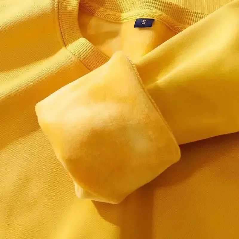 600G Pure Cotton Plush Thickened Sweatshirt Thin Plush Heavyweight Solid Round Neck Sweater Autumn Winter Warm SweaterX240925