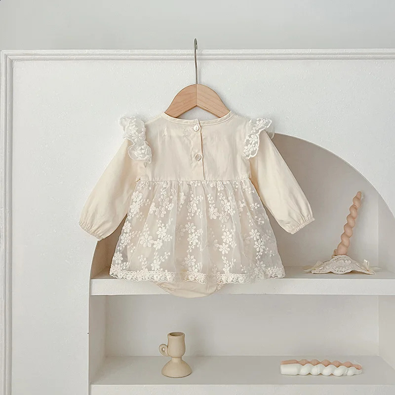 2014 SpringSummer Girl One Piece Onesie Korean style Small Lace Long Sleeve jumpsuit 240925