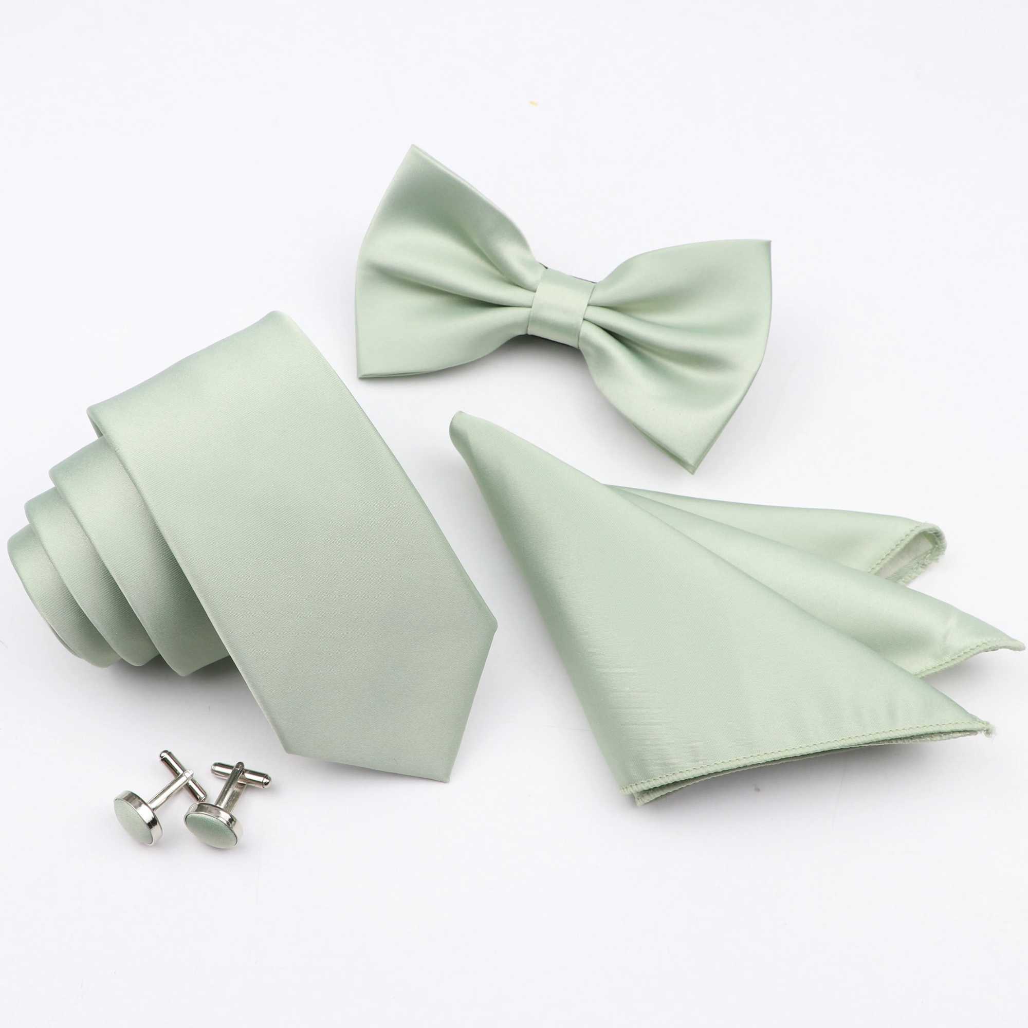 New lightweight solid color tie set for men high-quality and fashionable blue and black tie cufflinks Fl tie set gift Y240925
