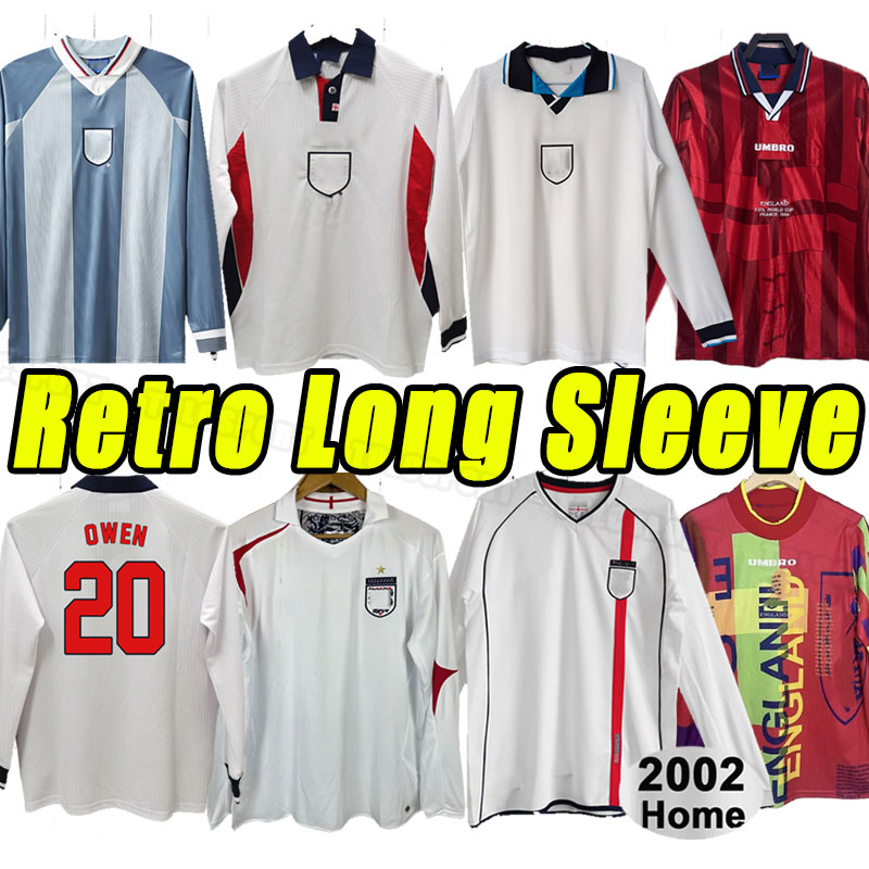 Long sleeve Retro Shearer Beckham Soccer Jerseys EnGlAND Gerrard Scholes Heskey Gascoigne vintage classic football shirt 05 07 1994 1996 1998 2002 94 96 98 02 06 gk