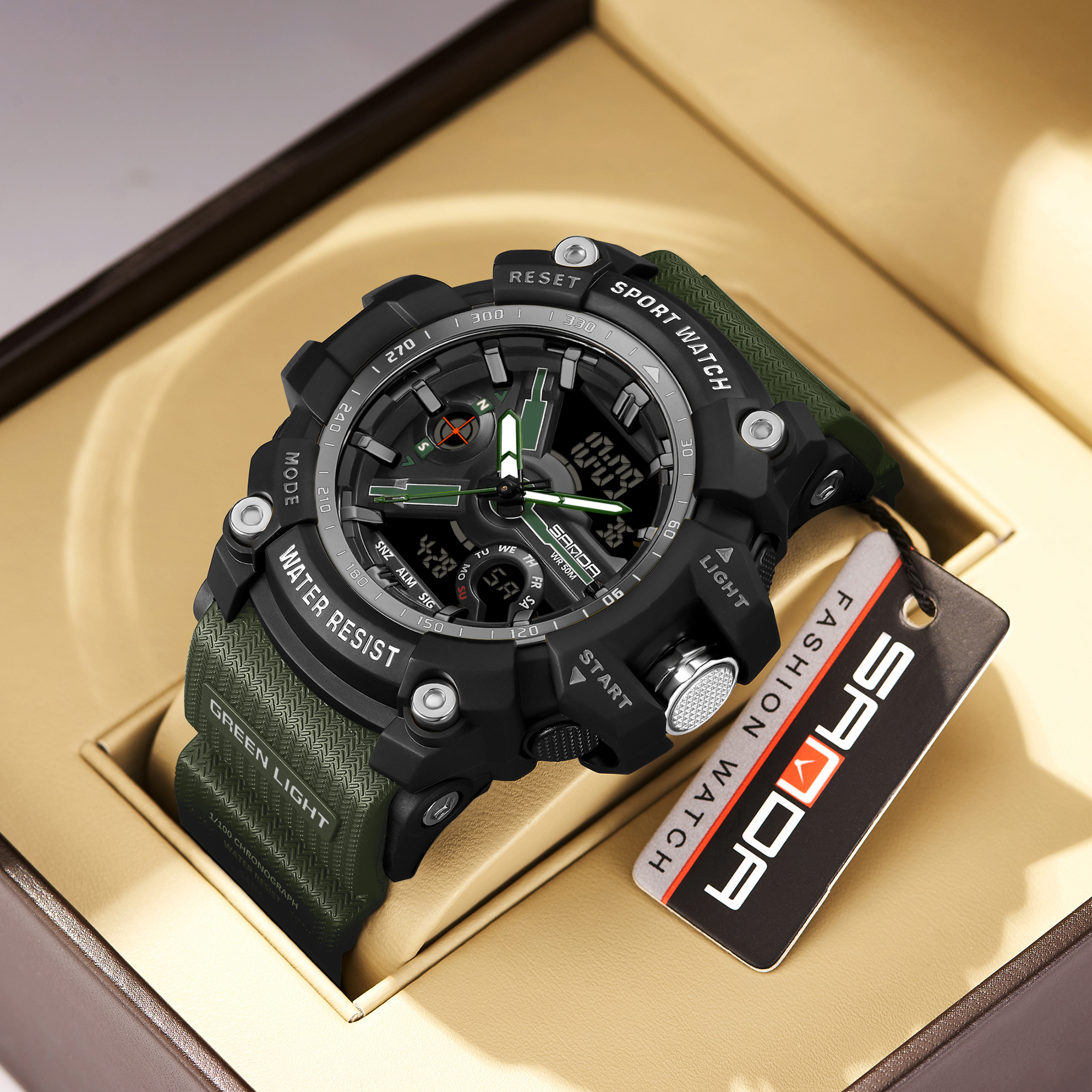 SANDA 3179 Digital Men's Military Watch 50M Waterproof Watch Dual Display Quartz Sports Watch Men's Night Light Relogio Masculino 59