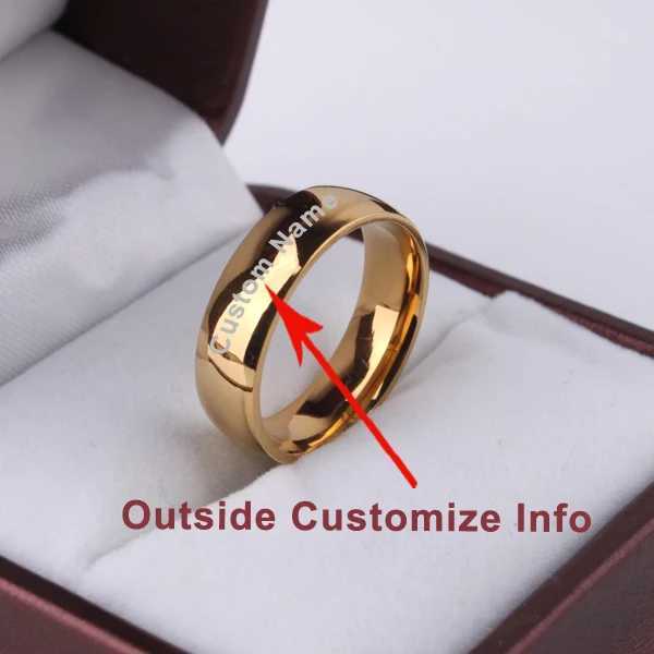 Smooth signature ring light version gold wedding ring suitable for women smooth stainless steel ring W240925