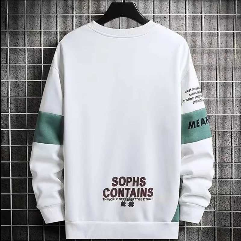 American Round Neck Pullover Long Sleeved T-Shirt Men Spring And Autumn Loose Lazy Style Hoodie Trendy Brand Plus Size Top MenX240925