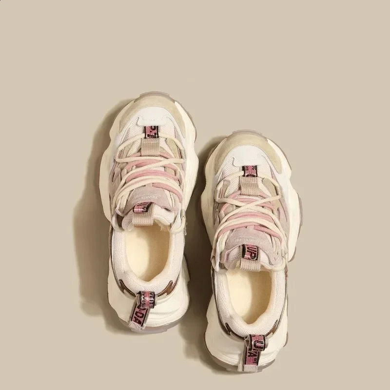 Fashion Leather 5cm Height Increasing Dad Shoes for Women Autumn Women Casual Thick Soled Sneakers Shoes 240924