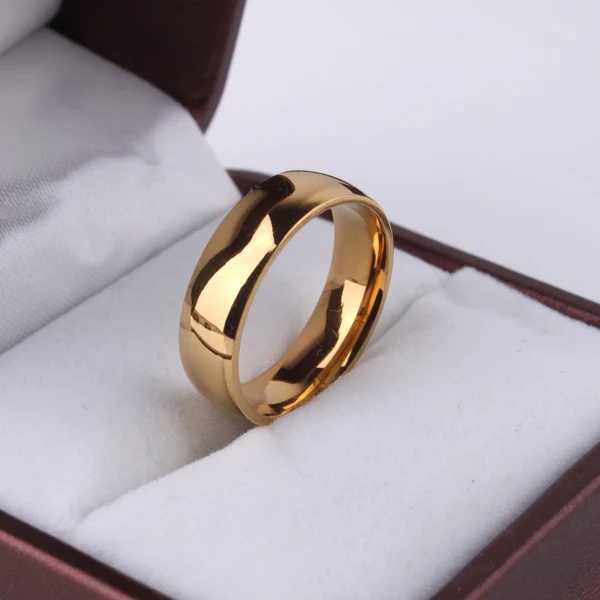 Smooth signature ring light version gold wedding ring suitable for women smooth stainless steel ring W240925