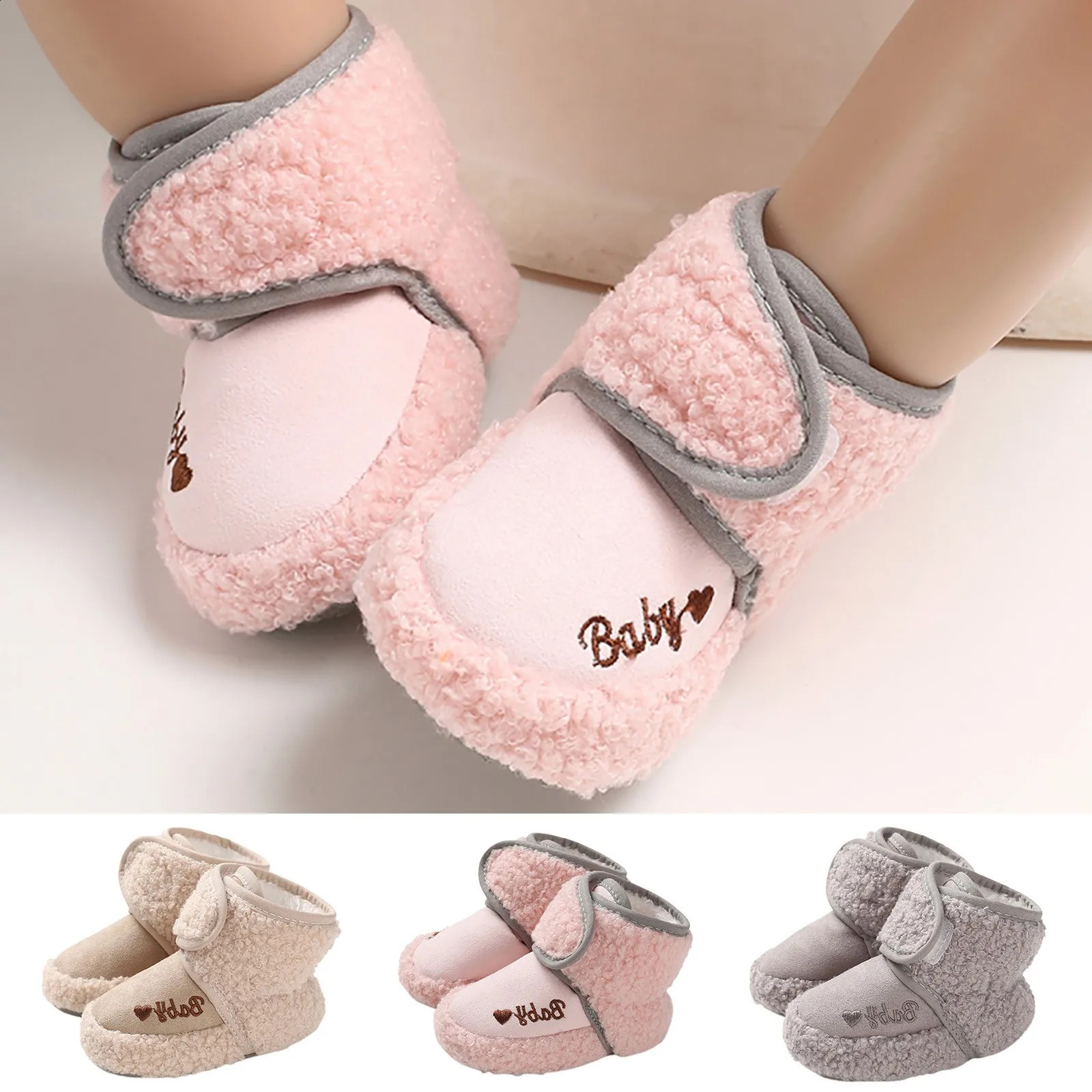 Warm girls boys toddlers baby shoes anti slip socks winter thick warm 240925