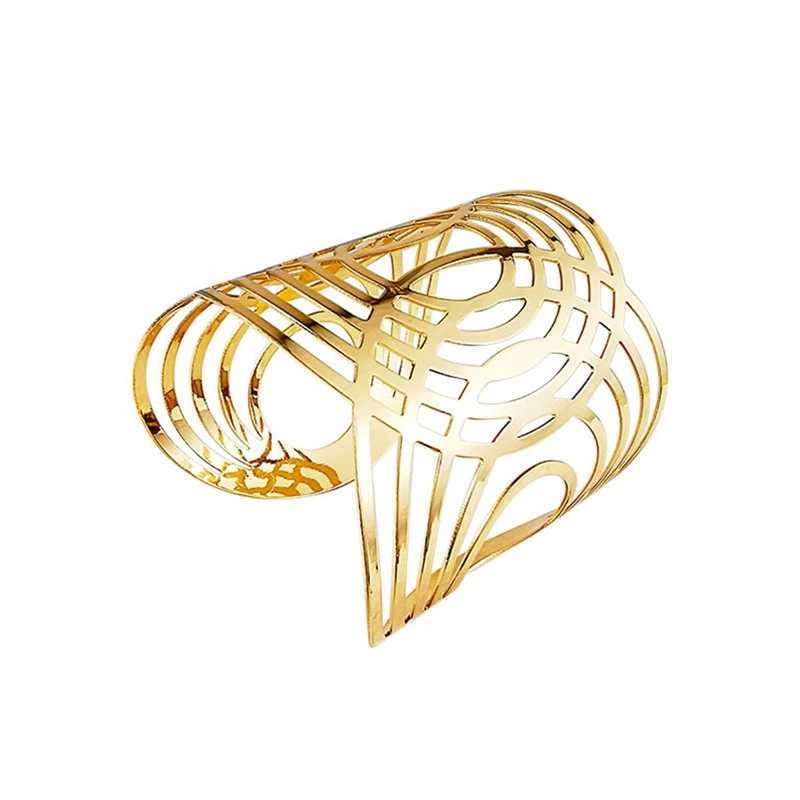 1PC High Quality Bracelet For Women Arm Ring Africas New Opening Geometric Out Smooth Multi-layer Pattern Ring JewelryX240925