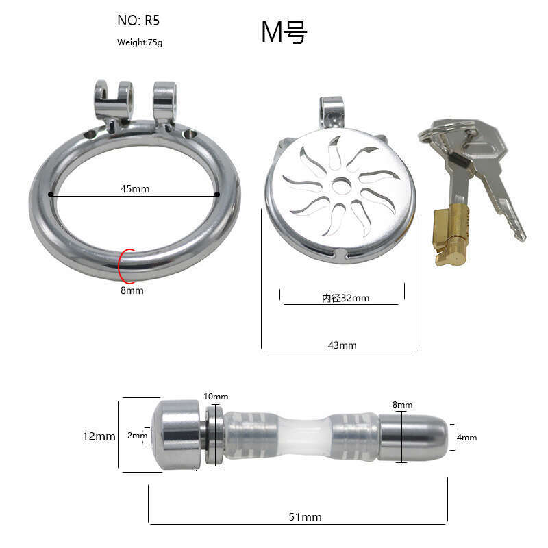 Colorful stainless steel chastity lock with catheter flat CB chastity device penis cage adult toy for outdoor wear male