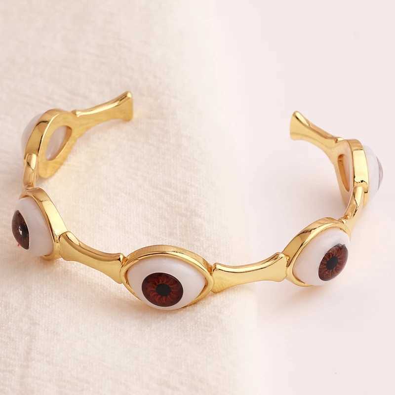 1PC Colorful Lucky Evil Eye Bracelet Bangle For Women Vintage Round Turkish Eye Open Adjustable Bracelet Female Jewelry GiftX240925