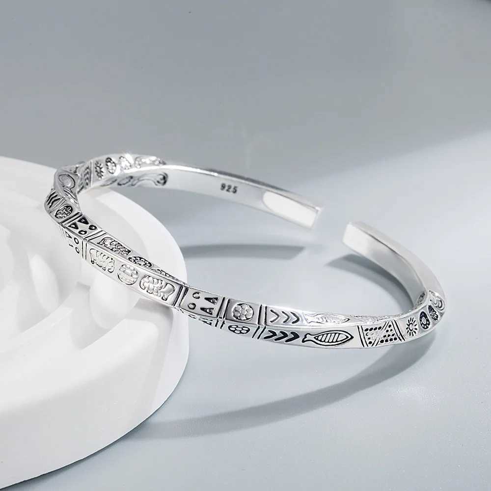 Bangles Open 925 Women Sterling Bracelets Silver For Geometry Totems Luxury Designer Jewelry Gift FemaleX2409