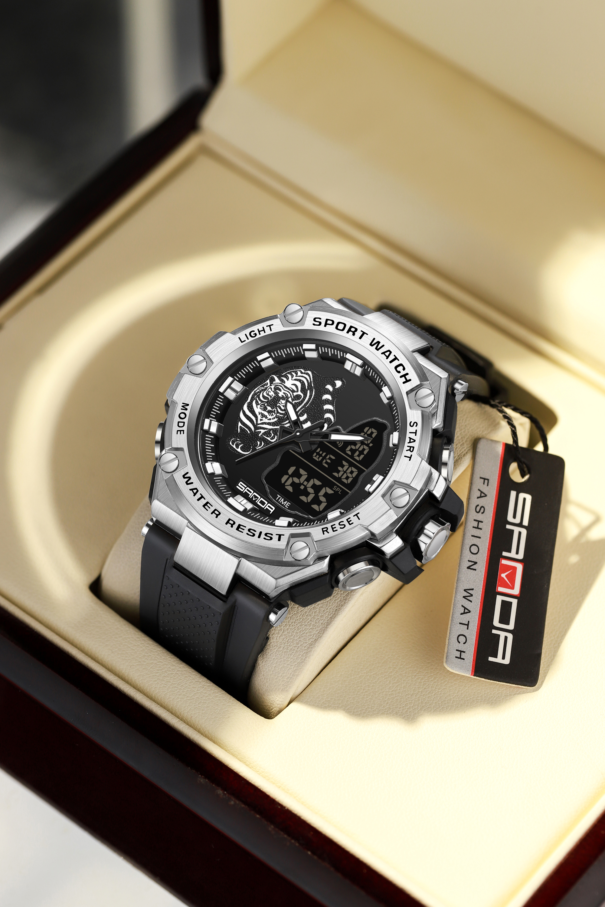 SNADA new men's watch sports electronic watch waterproof fashion fluorescent dual display digital quartz watch 3173