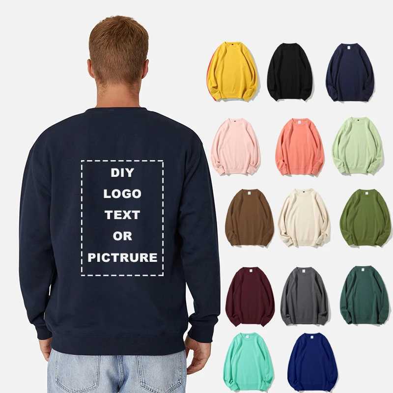 DIY High-Quality Fashion Cotton Hoodies Sweatshirt Custom Personal Design Brand DIY Print Embroidery Hoody Round NeckX240925
