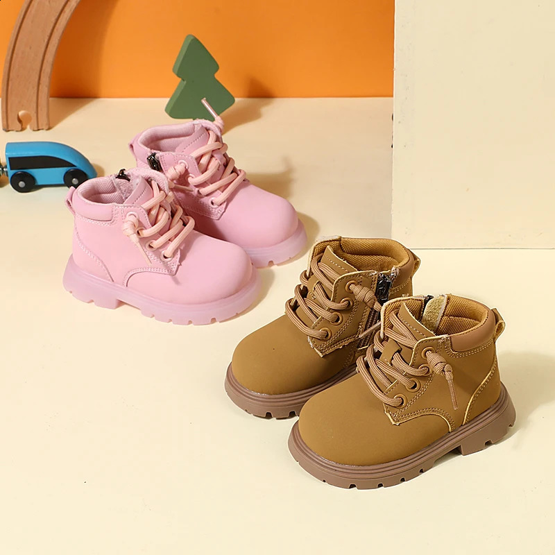autumn childrens leather boots ankle for young children and boys soft sole anti slip fashionable little girls EU 1525 240925