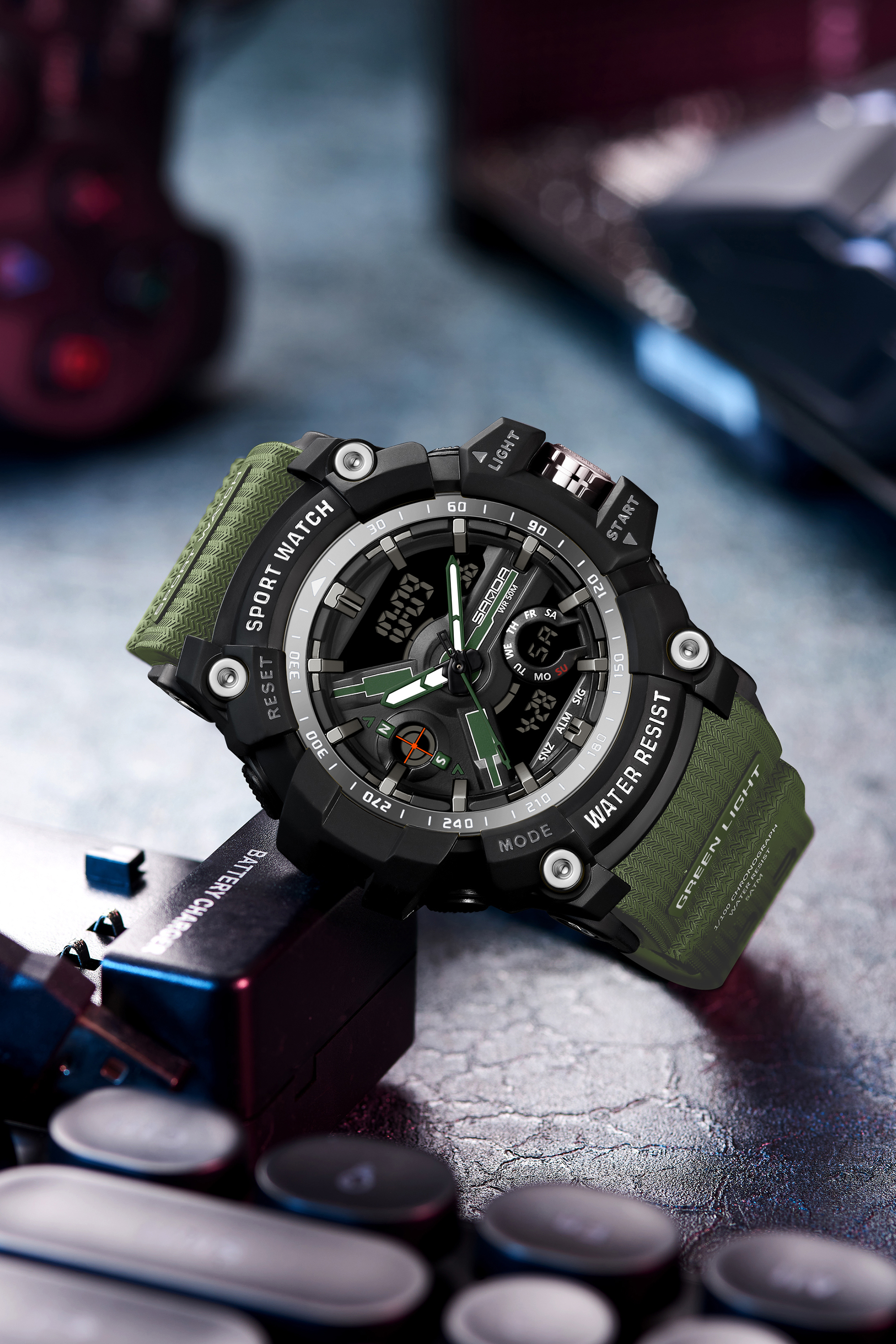 SANDA 3179 Digital Men's Military Watch 50M Waterproof Watch Dual Display Quartz Sports Watch Men's Night Light Relogio Masculino 59