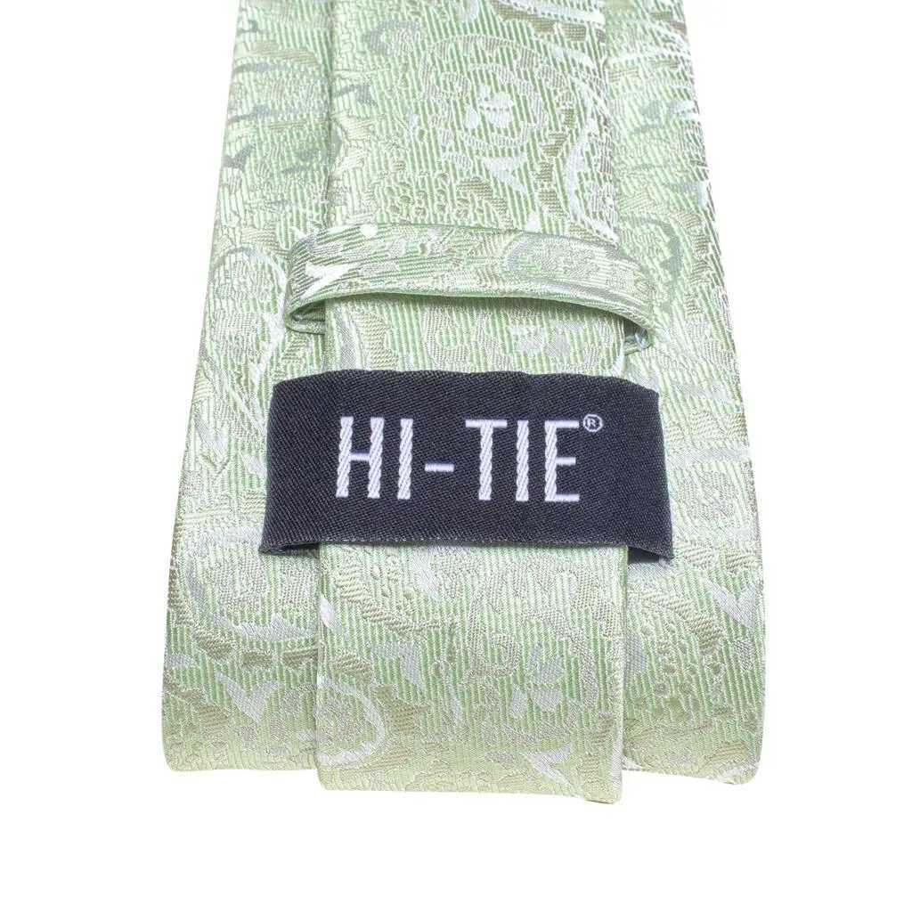 Sage Green Paisley 2022 New Fashion Brand Ties for Men Wedding Party Necktie Set Handky Cufflinks Gift Wholes Hi-Tie X2504071