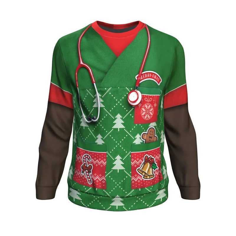 Autumn Mew 3D Happy Christmas Print Sweatshirts Santa Claus Xmas Graphic Round Neck Hoodies Kid Funny Ugly Christmas SweatshirtsX240925