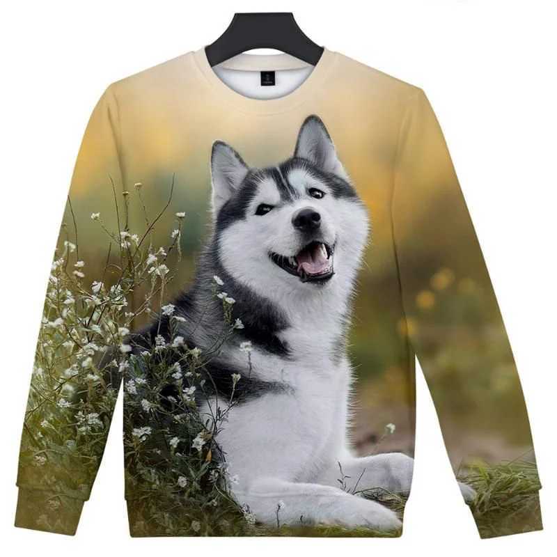 3D Printed Cute Siberian Husky Dog Hoodie For Men Animal Pattern Sweatshirt Long Sleeves Pullovers Casual Round Neck HoodiesX240925