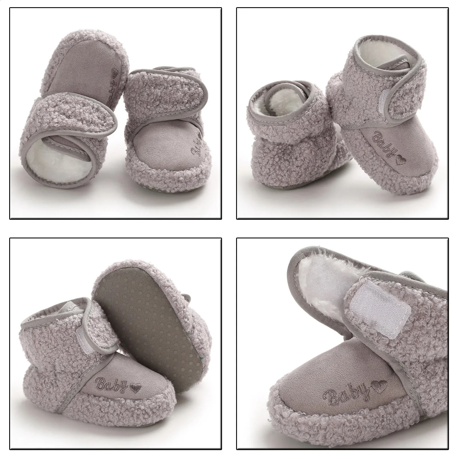 Warm girls boys toddlers baby shoes anti slip socks winter thick warm 240925