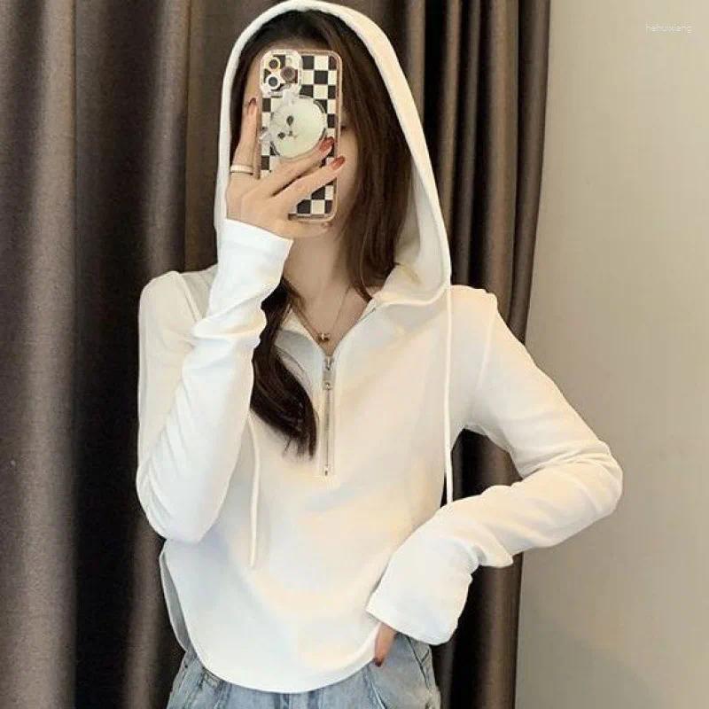 Kpop Zip-Up Hoodies: Sexy Solid Cropped Cardigan For Women