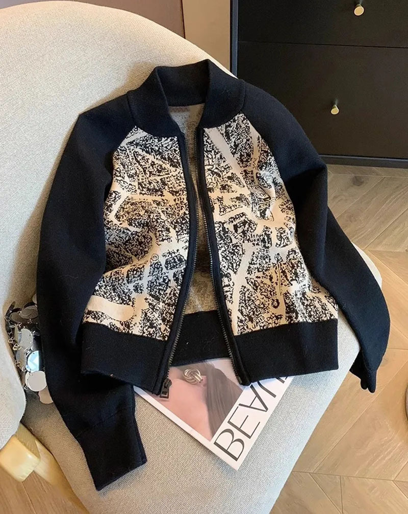 Splices Women's Sweater cardigan Korean Loose Zipper sweater jacket female Autumn Outwears knitwear women's coat knitwears top