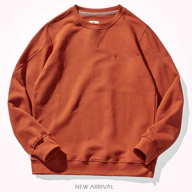 Heavyweight cotton top mens 2022 new autumn round neck cotton Pullover SweaterX240925
