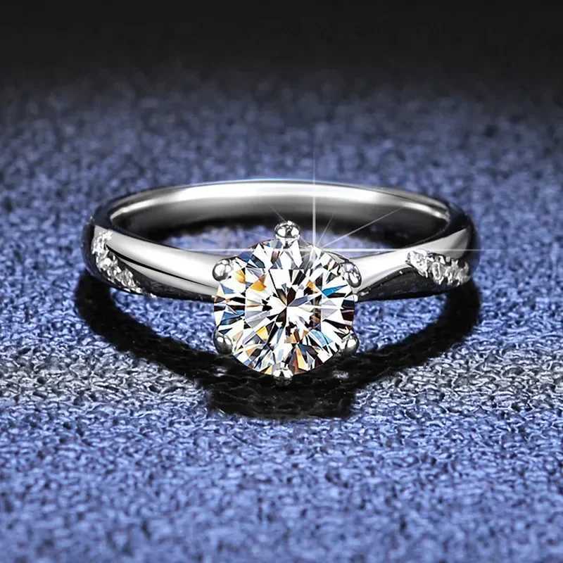 100% original certified PT950 platinum ring high-quality 1-carat silica stone jewelry womens wedding engagement ring W240925