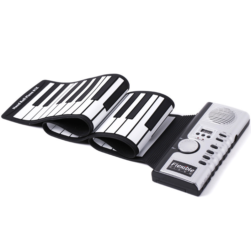 61 Keys Roll Up Piano Portable USB Rechargeable Electronic Hand Roll Piano Environmental Build in Speaker Silicone Soft Piano Keyboard For Beginners