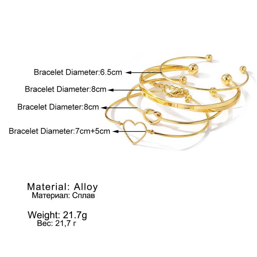 IPARAM Fashion Heart Cross Bracelet for Women Punk Gold Color Open Mouthed Bangle Set Trendy Jewelry Gifts AccessoriesX240925