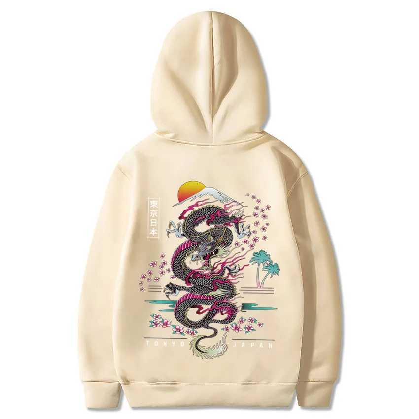 Dragon Print Hoodie Casual Round Neck Hooded Sweatshirt Youth Fashion Outdoor Long Sleeve SweatshirtX240925